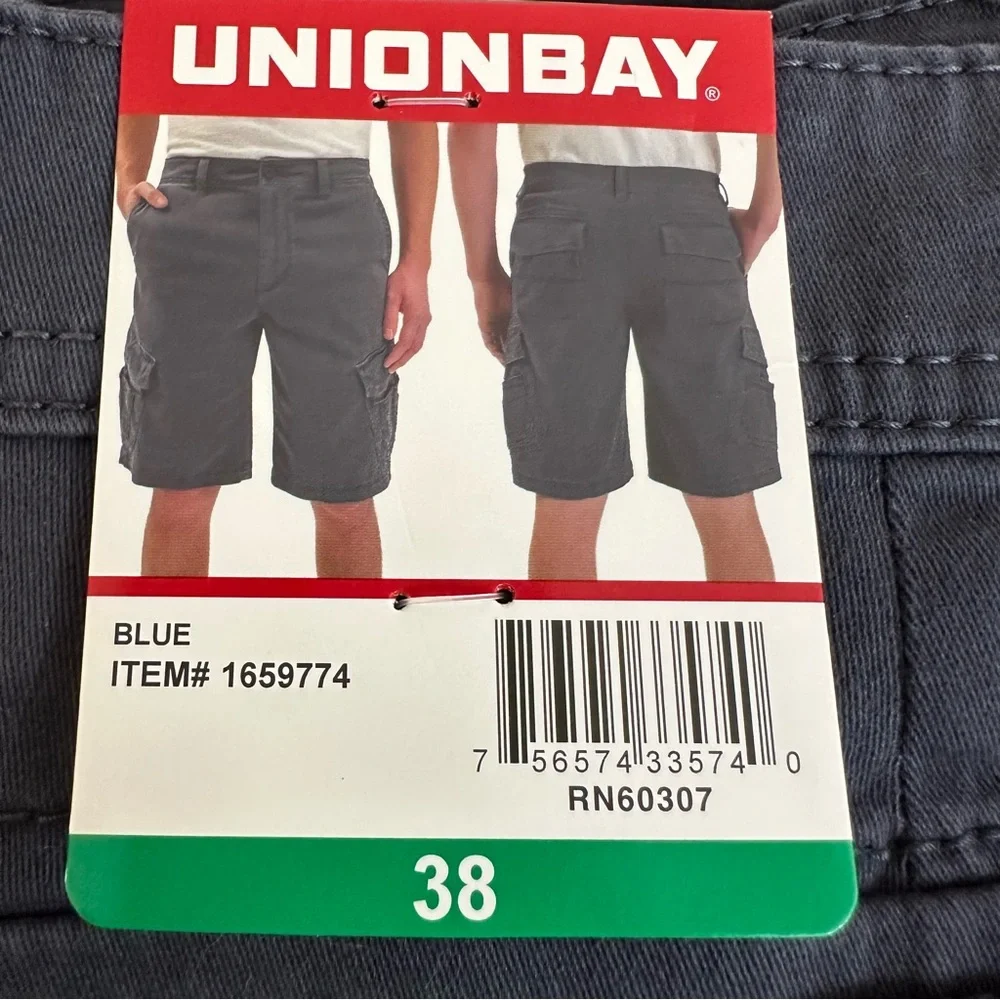UNION BAY UB Cargo Shorts Men 38 Y2K Blue Gray Chunky Skate Cargo Bermuda hiking